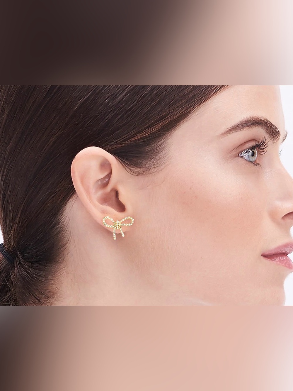 Bundle of Two - J. Crew Gold Bow Dangle and Gold Bow Crystal Stud Earring Set - Picture 3 of 7